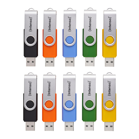 Intenso Basic Line USB Sticks Multipack 10x 16GB, USB 2.0, including labeling stickers, colorful
