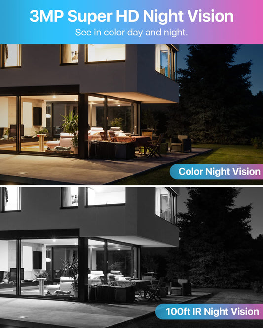 ZOSI 3MP outdoor WiFi surveillance camera set with 12.5 inch monitor, 4X 3MP WiFi cameras for outdoor surveillance and 1TB hard drive for home security, spotlight alarm, 30m color night vision.