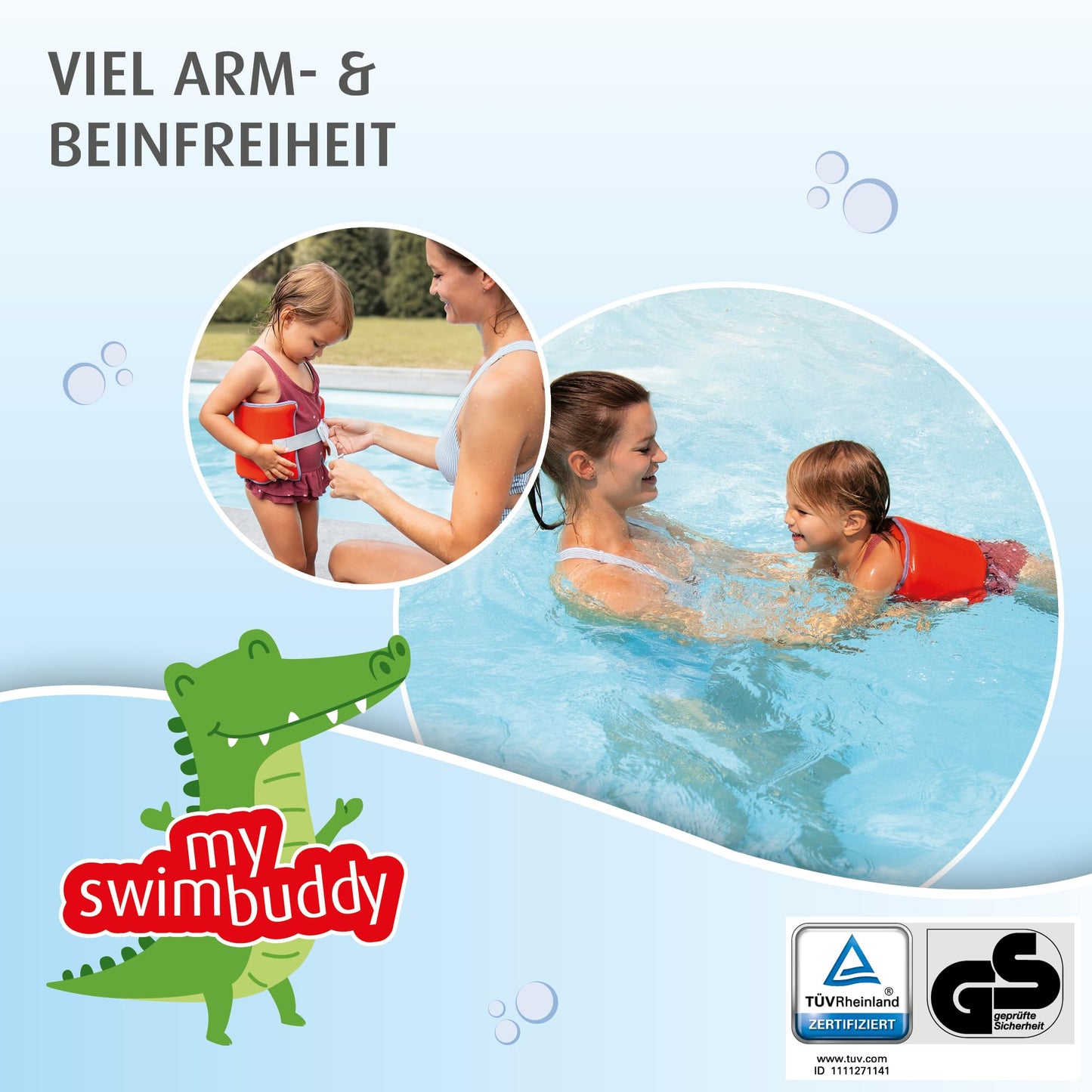 reer myswimbuddy swimming belt | flotation device for children and toddlers | adjustable for a secure fit | helps kids learn to swim safely | for 15-30kg