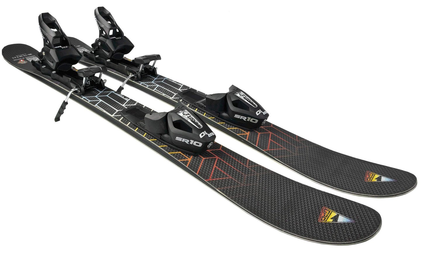 GPO Snowblade Hot Stamp, short skis including Tyrolia SR-10 safety bindings, 99 cm length, Big-Foot skis for men and women.