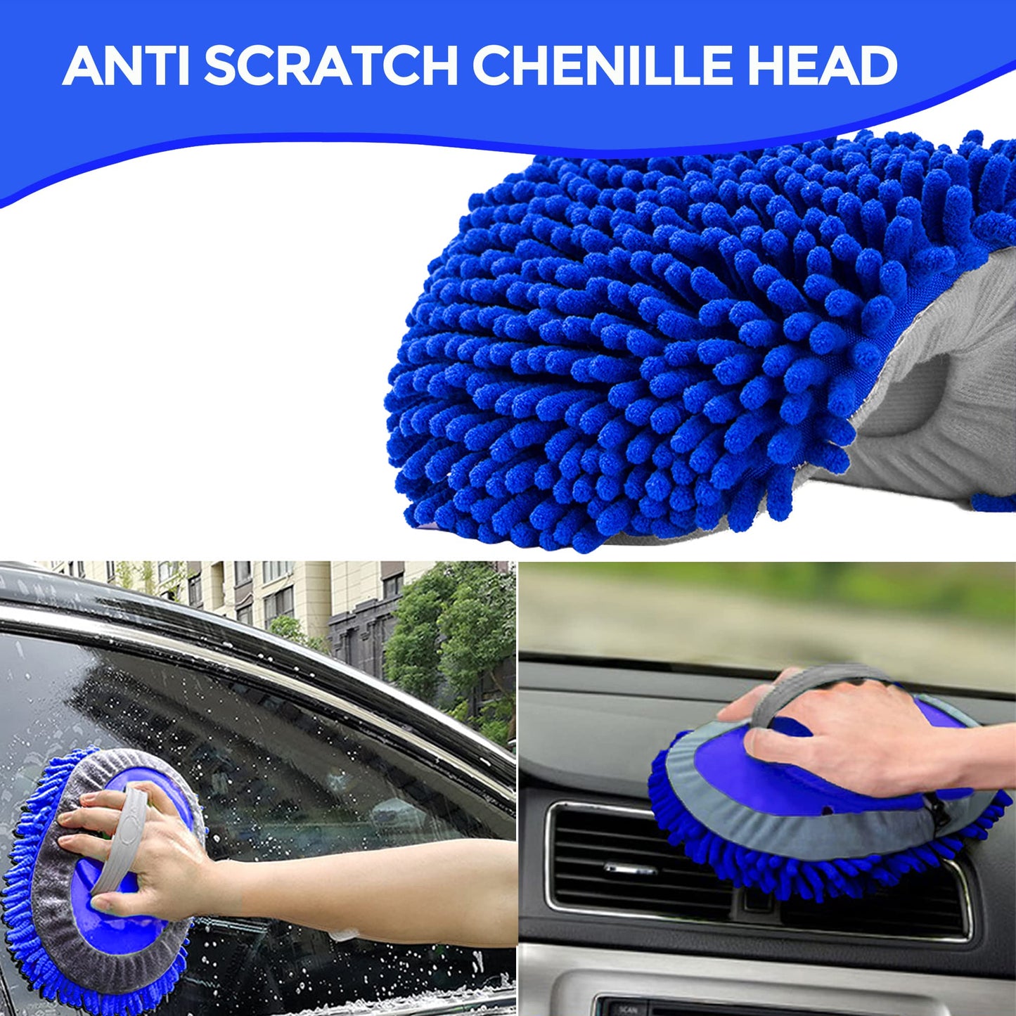 160cm 63'' Car Wash Brush with Telescopic Handle RV Car Wash Brush Cleaning Set Microfiber Towels Car Cleaning Brush Set for Truck Trailer Vehicle 2 In 1 Anti-Scratch Telescopic Brush Mop Replacement