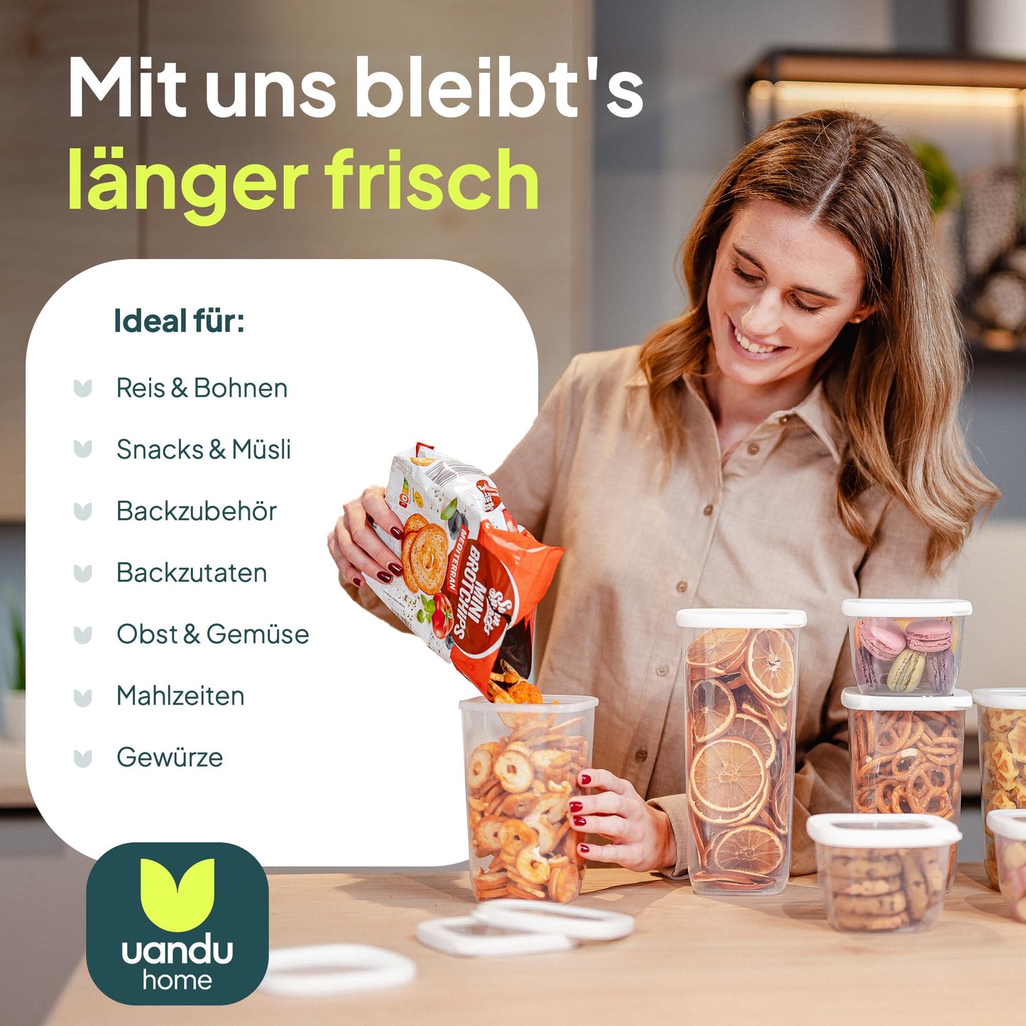 uandu airtight food storage containers with lids - 24 piece set | kitchen storage container box | BPA free | kitchen organizer | containers for all dry foods