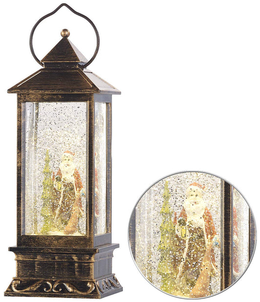 infactory Christmas Lantern: LED lantern with snow swirl and decorative Santa Claus, warm white (lantern Christmas, LED with snowstorm, Christmas ball)