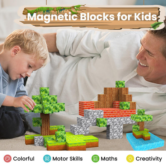YOTOY Magnetic Building Blocks Build Mine Magnets World Set Magnetic Toy Children's Toy Outdoor Gift for 3-8 Year Old Girls Boys Birthday Toy Child's Toy