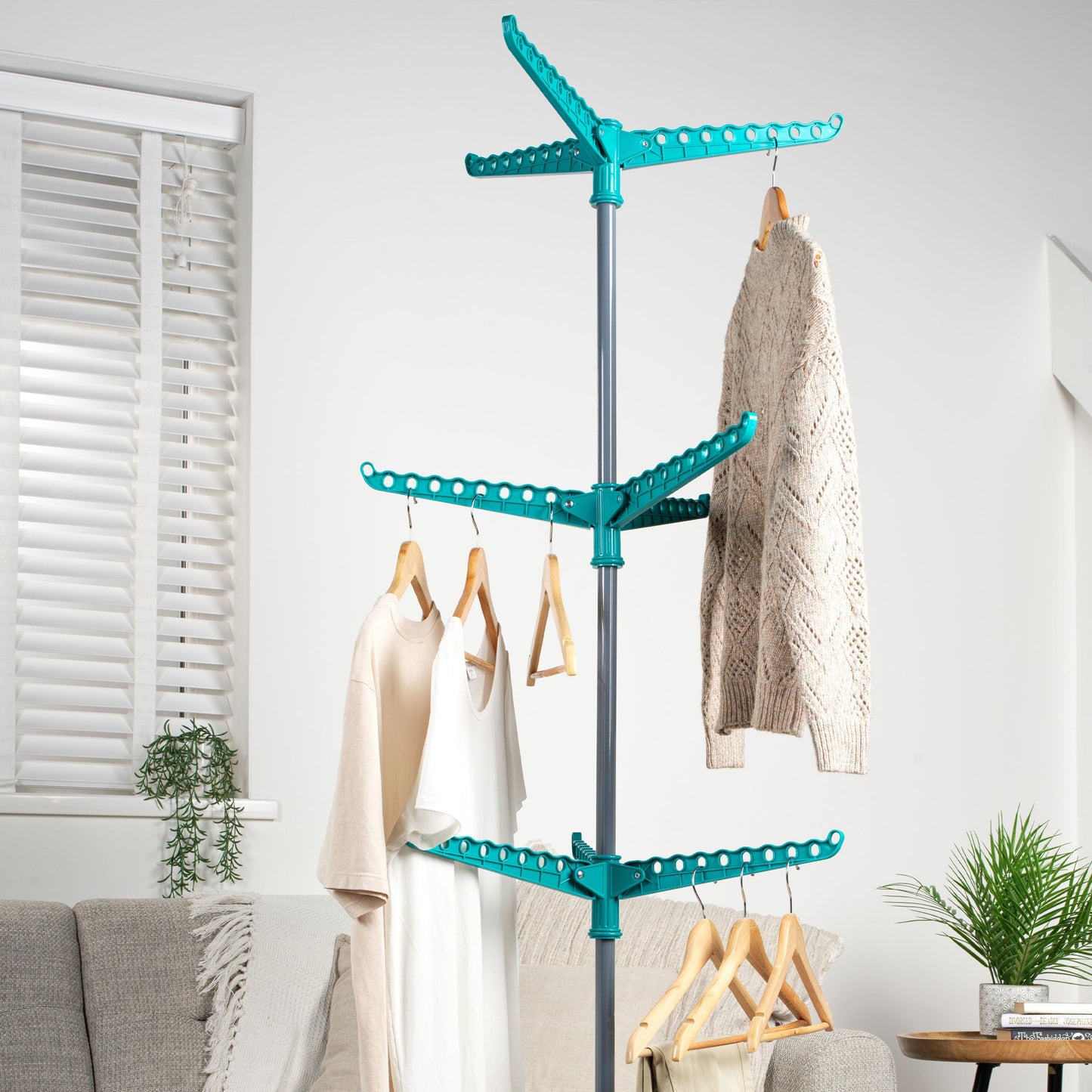 Beldray LA039552TQEU 9-arm Clothes Airer - 3-tier Clothes Rack, 15kg, Space-saving Storage, Foldable, Airer, Rigid Arms for Hanging Hangers