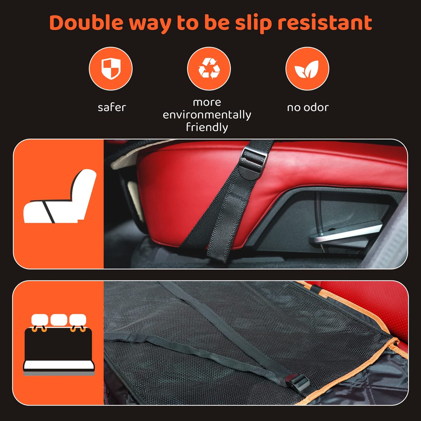 KYG Dog Car Seat Cover for Back Seat with Side Protection and Mesh Window, Scratch-resistant and Water-repellent Dog Car Blanket, Dog Mat, Back Seat Bench, 135 x 148 cm Black