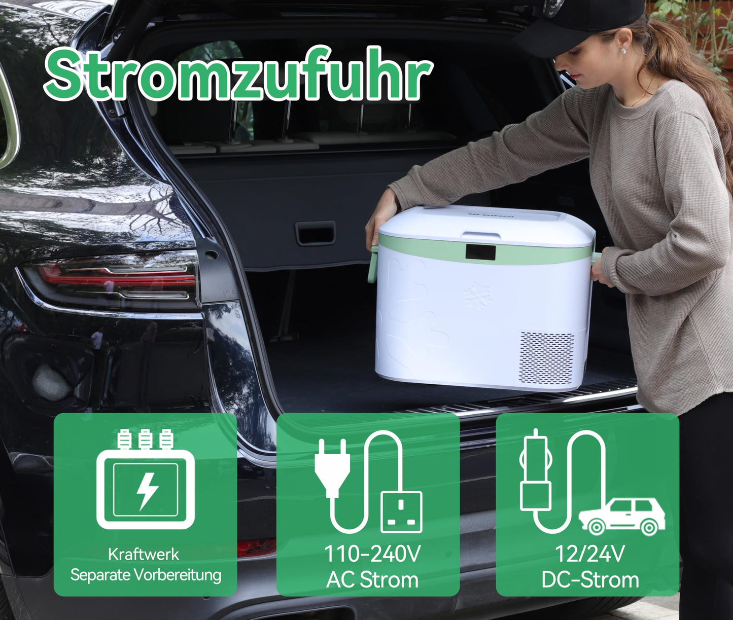 BINGI Compressor Cooler 18L Portable 12V Car Fridge 12/24V DC and 230V AC Mini Freezer for Car, Truck, Camping, RV, and Home (15℃ to -18℃)
