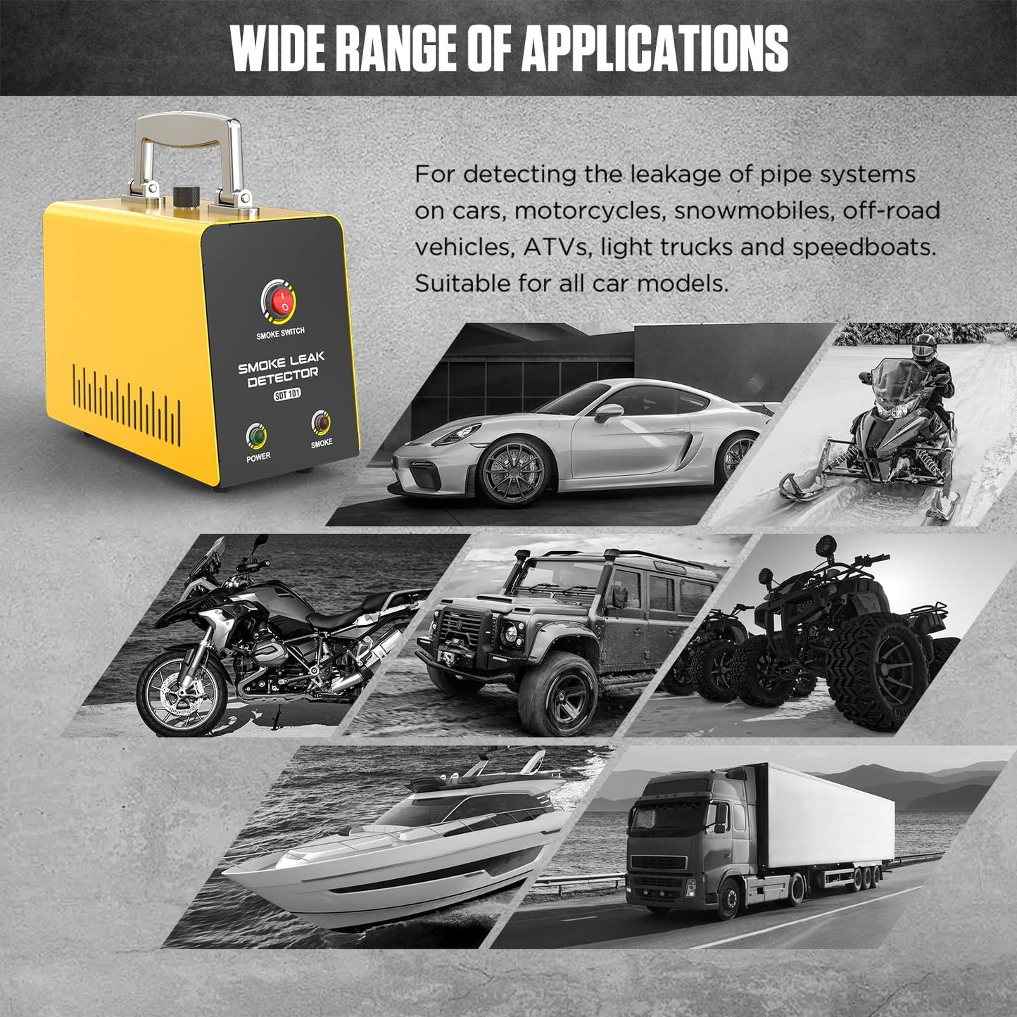 Smoke Leak Detector Locator SDT101 EVAP Fuel Leak Detectors Car Smoke Machines Leak Detector Automotive Leak Tester Locator for 12V All Vehicles