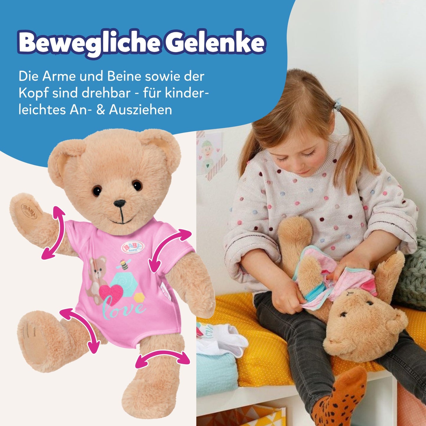 BABY born® plush toy BEAR in pink (30cm)