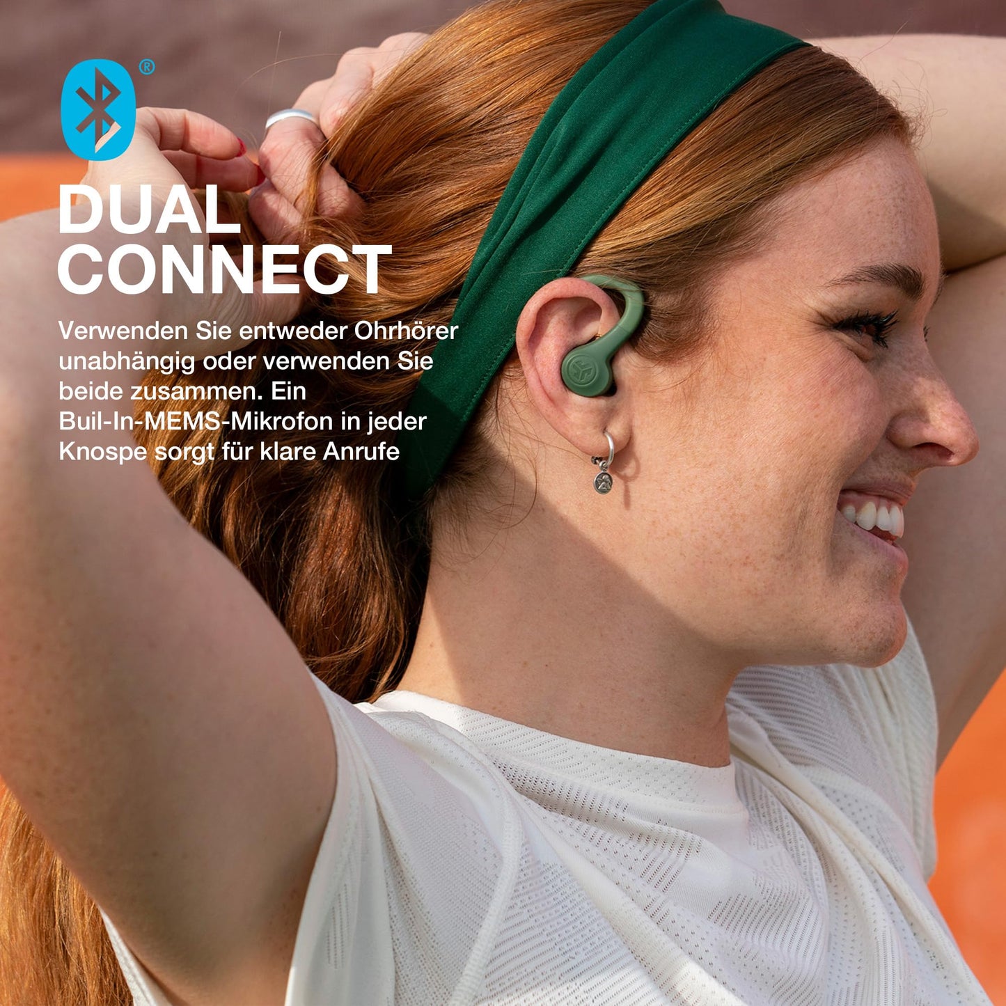 JLab Go Air Sport, wireless in-ear headphones, Bluetooth Sport headphones - Sport earbuds, 32+ hours, USB charging case, 3 EQ sound - True wireless headphones for gym, running, teal.