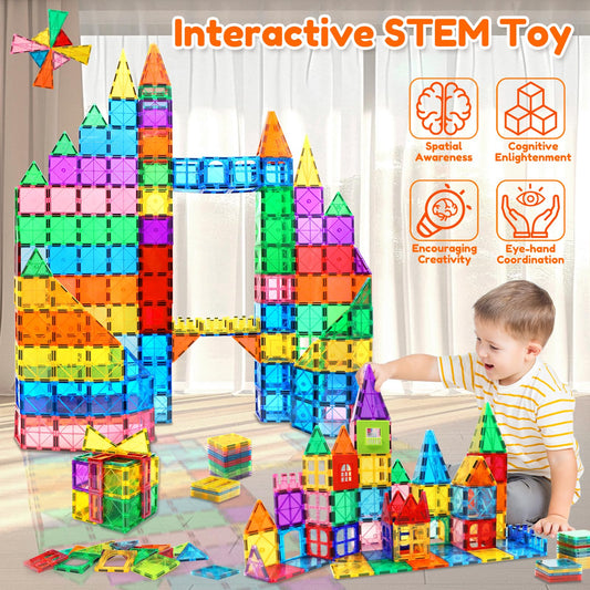 100pcs Magnetic Building Blocks Toy for Kids 3+, Magnet Blocks for 4-8 kids, Montessori STEM Learning Magnetic Set Toy Gift for Kids 3-7 years old Boys Girls