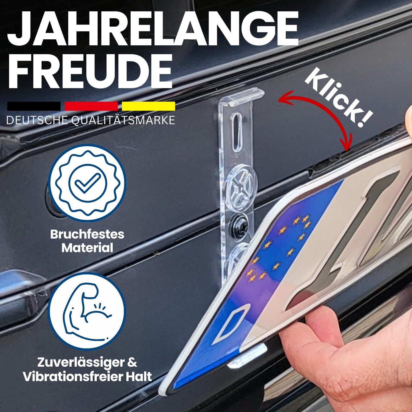 IVALITYยฎ License Plate Holder Frameless - Bracket for 2X German License Plates, Universal License Plate Holder, Car License Plate Mount, 100% legal and Made in Germany.
