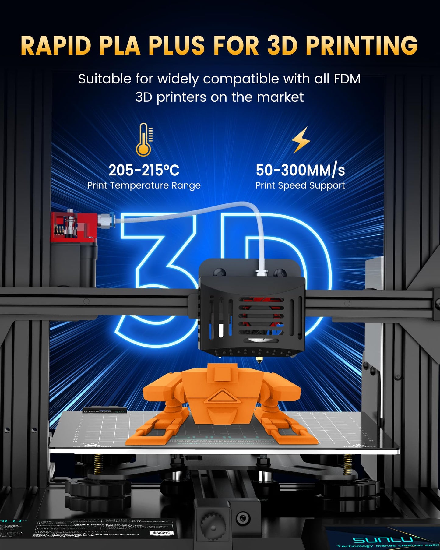 SUNLU PLA+2.0 Filament 1.75mm, Upgrade PLA Plus 3D Printer Filament, Stronger and more durable, High Speed PLA+ Filament, Precision +/-0.02mm, 1KG 3D Printing PLA+ Filament, Gray