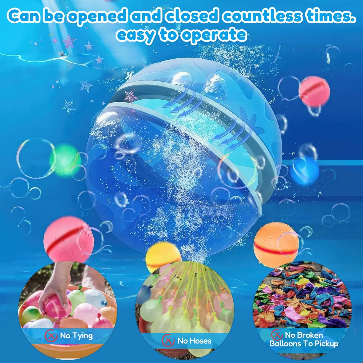 GUHAOOL 15pcs Reusable Water Balloons, Self-Sealing, Water Balloons Quick Fill with Mesh Bag, Silicone Water Balloons for Water Balloon Fights, Pool, Beach & Family Activities