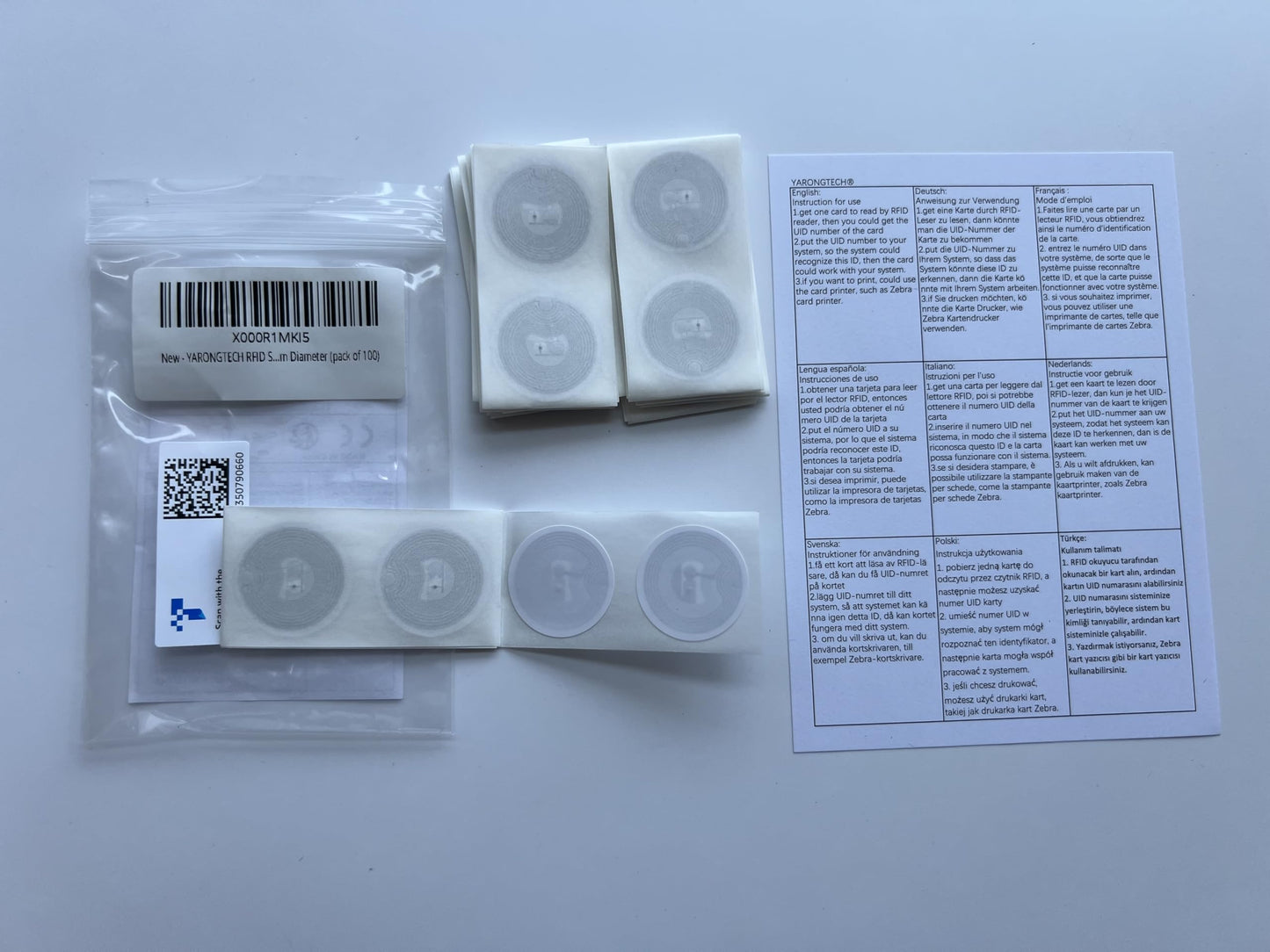 ISO14443A 13.56mhz RFID 1K NFC Tags/Stickers 25mm diameter round (100 pieces)