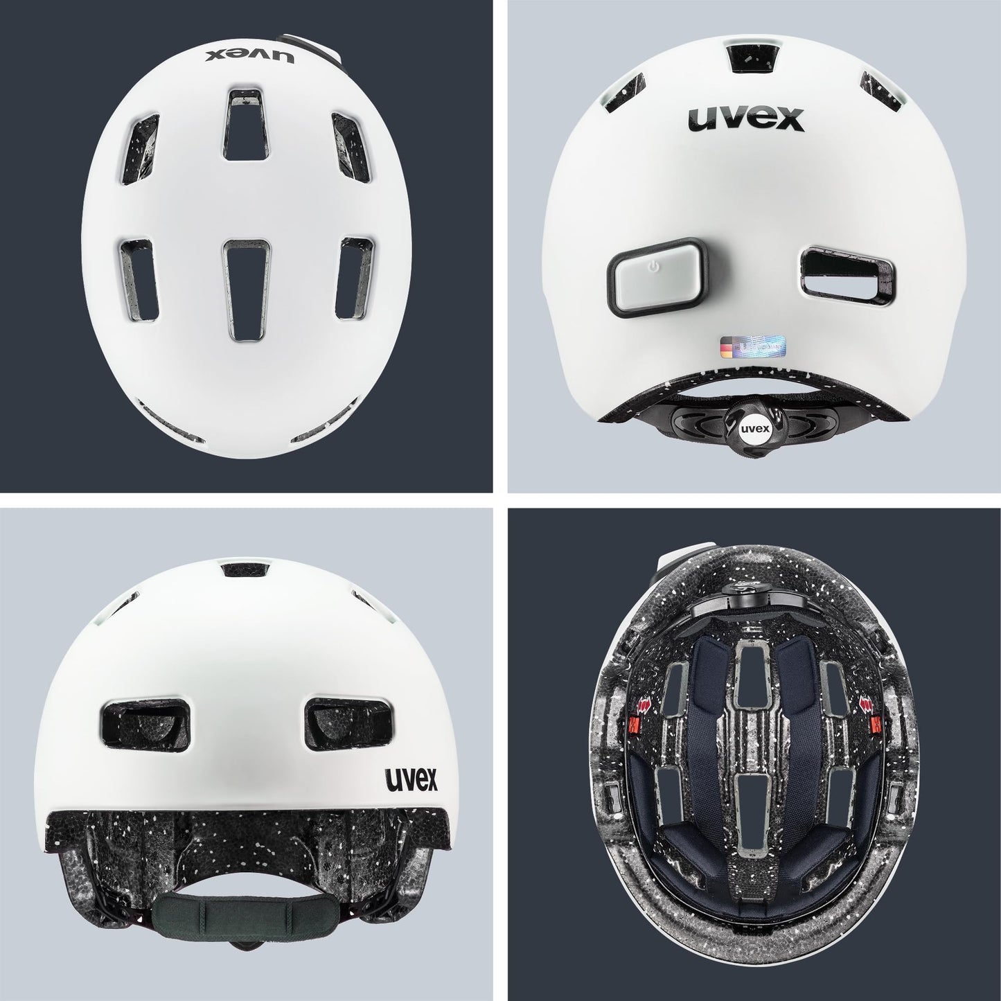 uvex City 4 - Lightweight city helmet for men and women - individual size adjustment - incl. LED light - White Skyfall matte - 58-61 cm