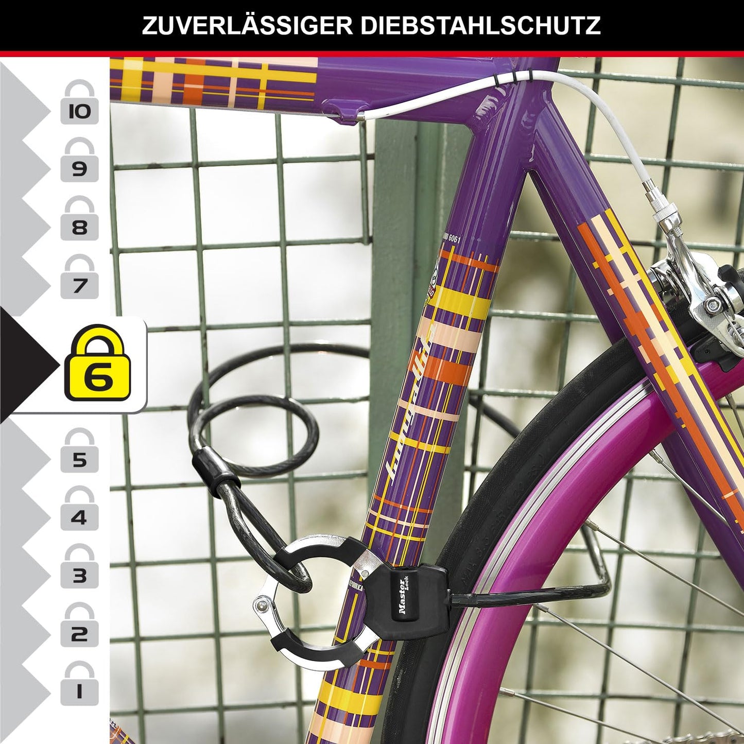 Master Lock Cable Lock with Key, 1m, Ideal for Scooters, Bikes, Strollers, Sports Equipment