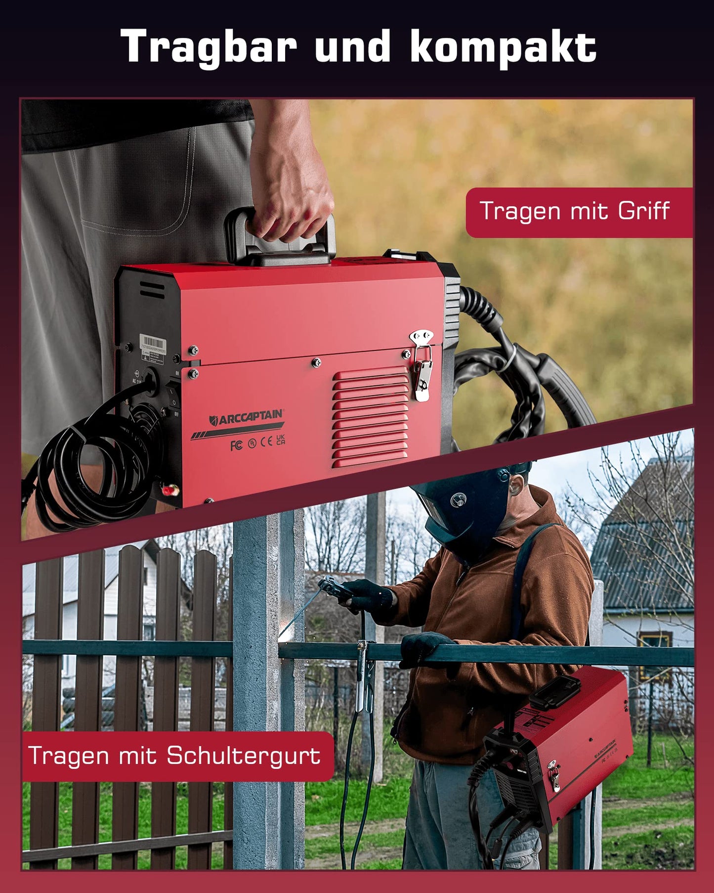 ARCCAPTAIN MIG MAG Shielding Gas Welding Machine IGBT 140A AC230V, 5 in 1 Combo Welding Machine with Flux Core Wire (FCAW)/MMA Stick/Lift TIG with Synergic Wire Feed, comes with 1kg of 0.8mm Flux Core Wire.
