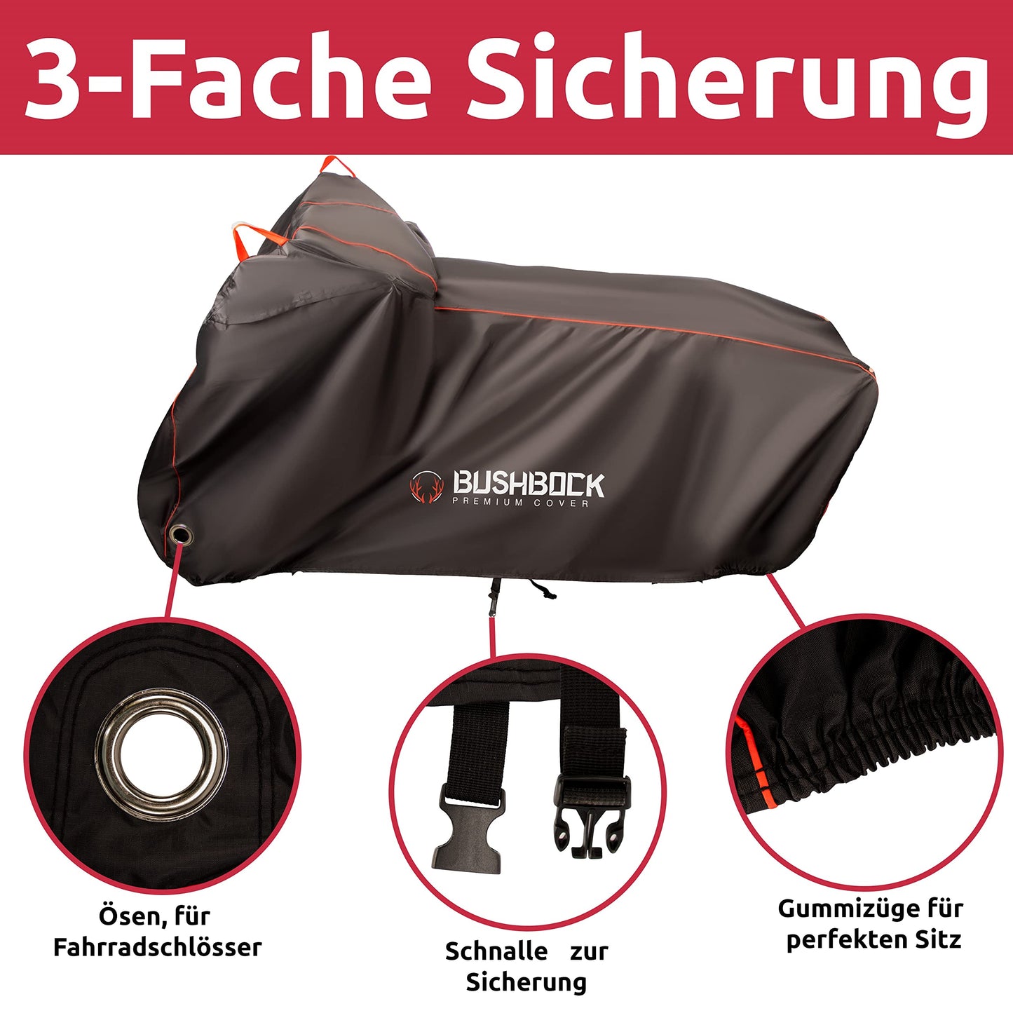 BUSHBOCK® Premium scooter cover with ripstop structure - No more tearing! - Outdoor/Indoor - Waterproof cover - Motorcycle cover (M)