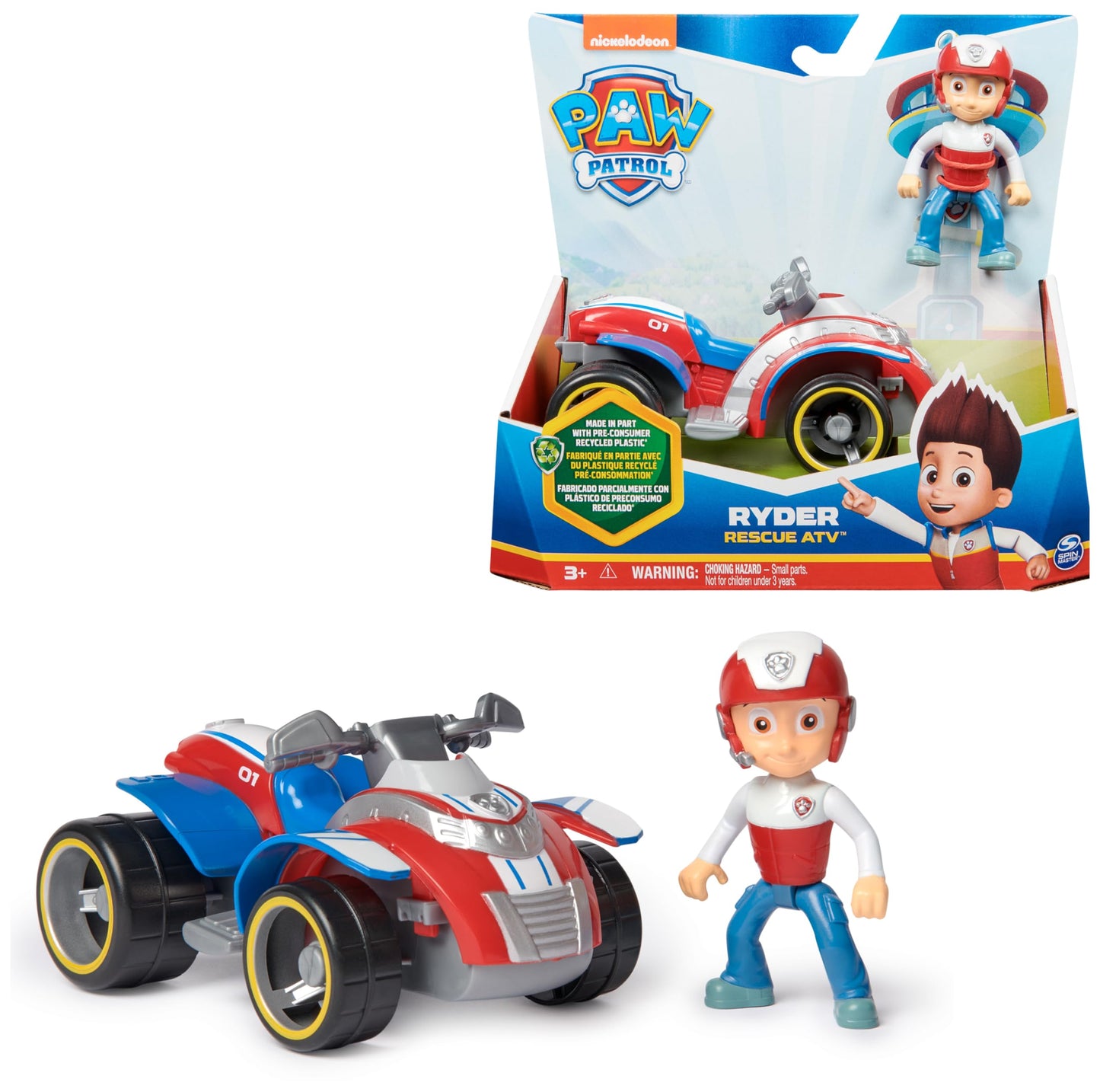 PAW PATROL, Rescue Quad with Ryder Figure (Sustainable Basic Vehicle), Toy for Kids Ages 3+