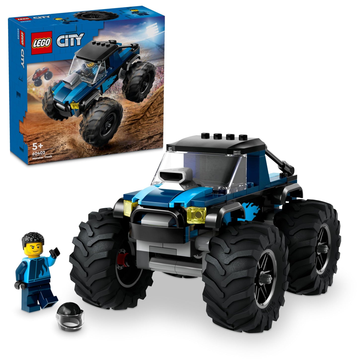 LEGO City Space Rover with Aliens, Car Set with Robot and Alien Toy Figures & City Blue Monster Truck, Off-Road Car Toy, Vehicle Set with Racing Driver Minifigure