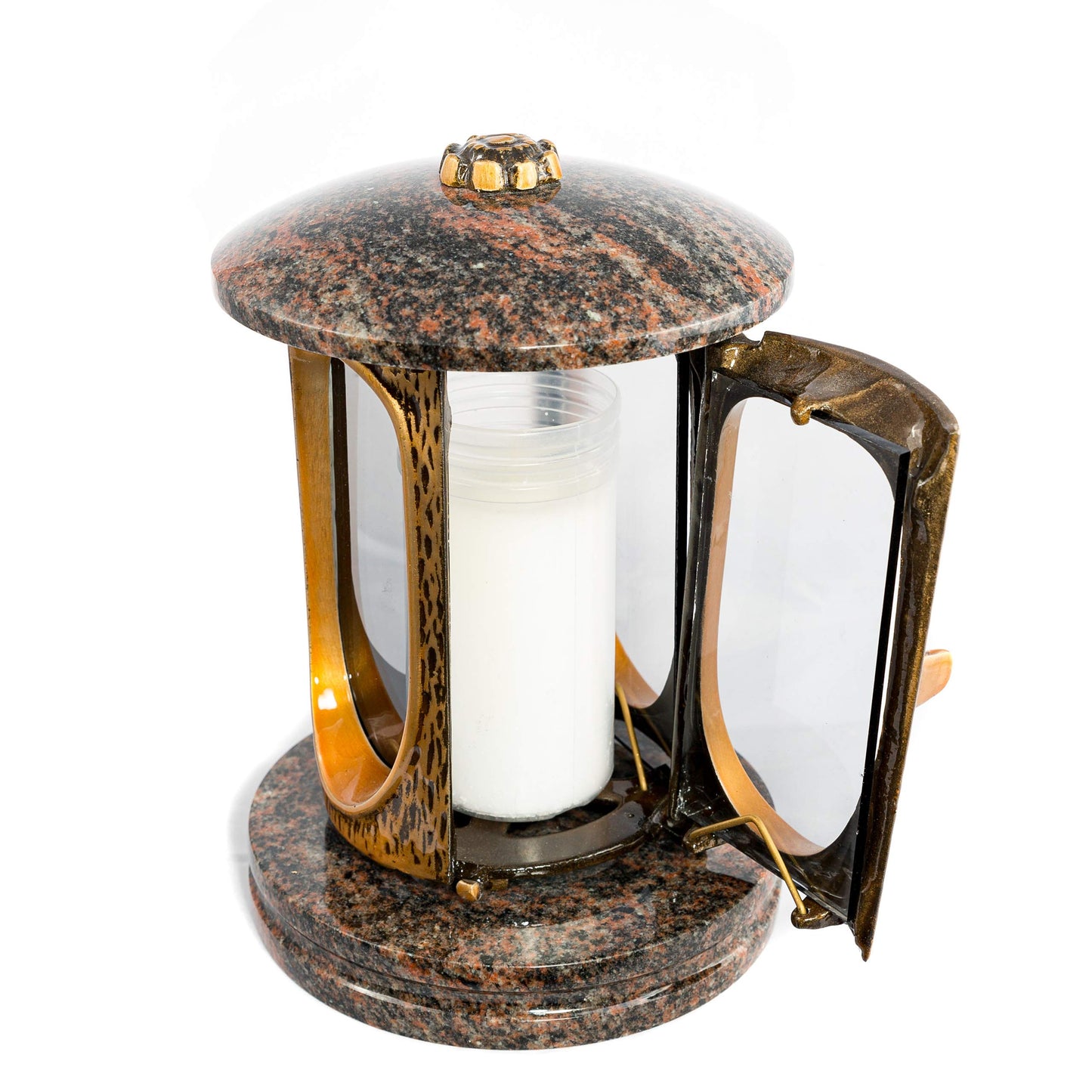 Stylish grave lantern Elegant Granite Aurora India Height 23 cm/Ø 15 cm Grave light Grave lamp Granite lamp Granite lantern Bronze with base Grave decoration