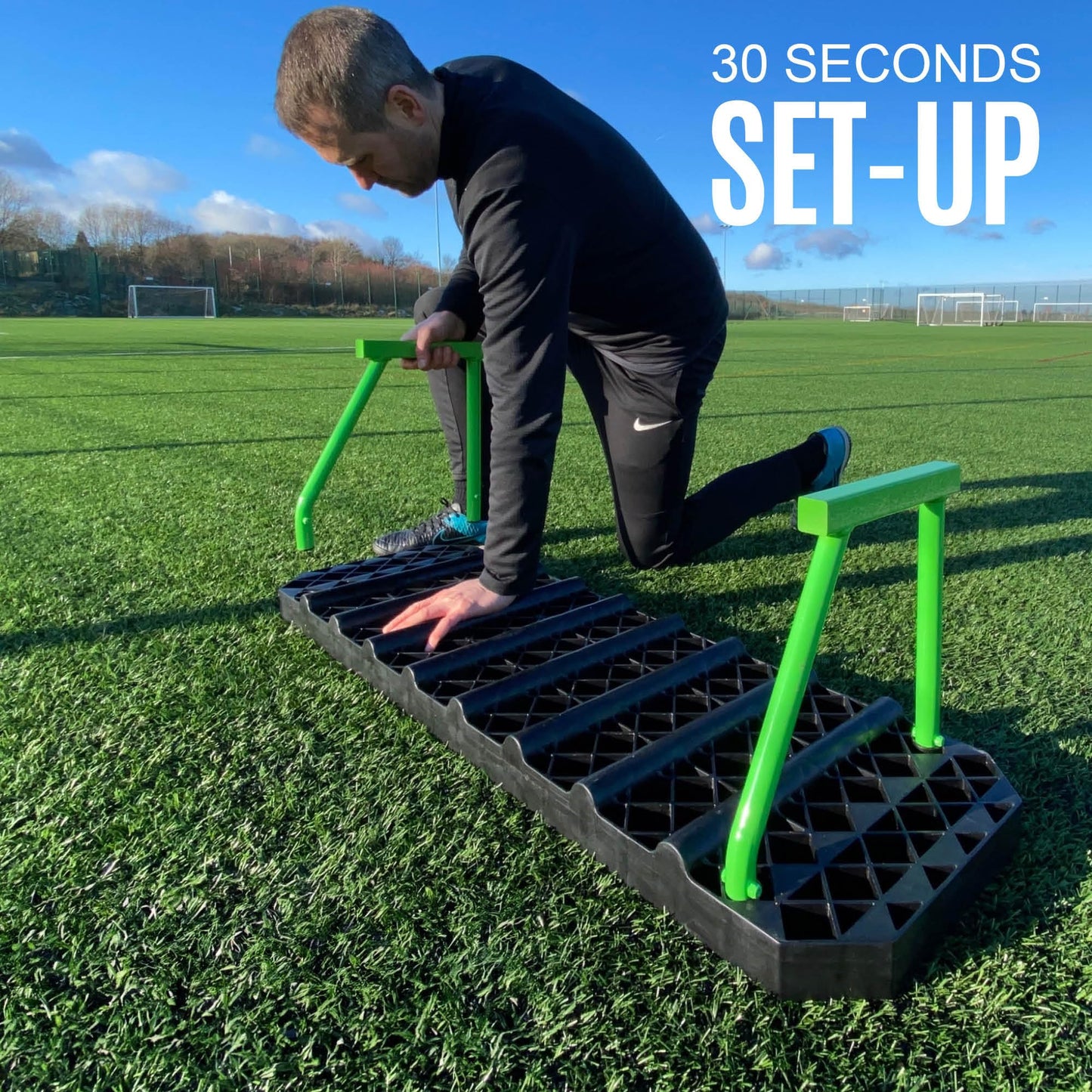 QUICKPLAY Replay Station Soccer Portable Rebound Wall - Portable Rebounder Board with Two Surfaces and Adjustable Angle - Soccer Training Equipment for Ball Control and Passing Drills