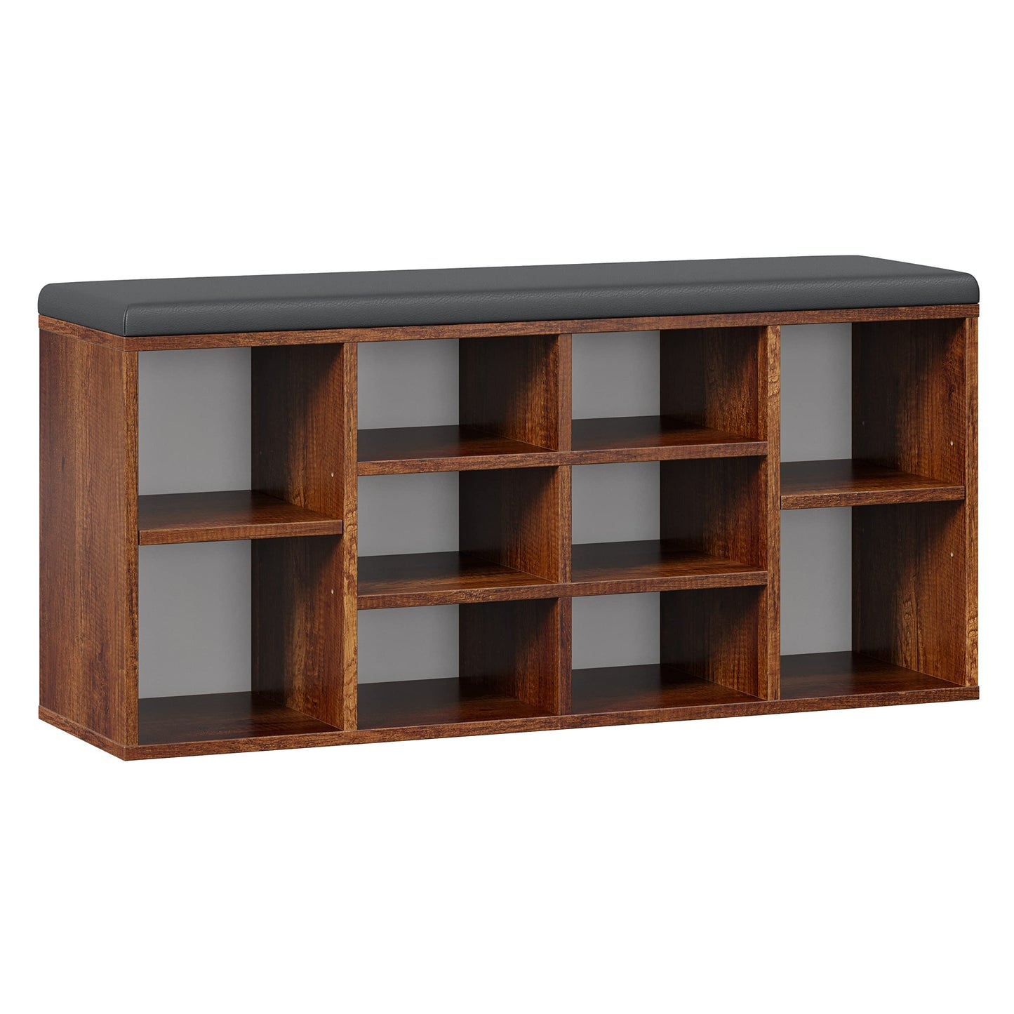 RICOO shoe bench with seat & storage 104x49x30cm dark oak chipboard, shoe rack with seat cushion WM033-EC-A, shoe cabinet with bench seat shoe rack entryway bench benches & chests