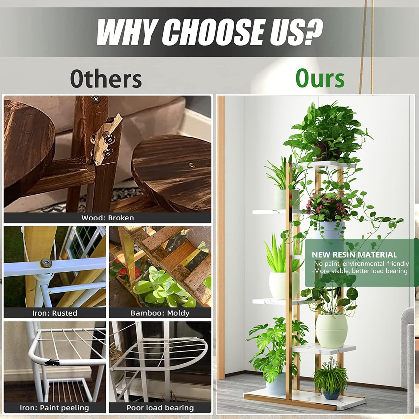 Fiauli Indoor Plant Stand, Metal Flower Rack, 6 Tier 7 Pot Corner Plant Display Shelf, Tiered Plant Holder for Patio, Garden, Balcony, Bedroom (Tier 6)
