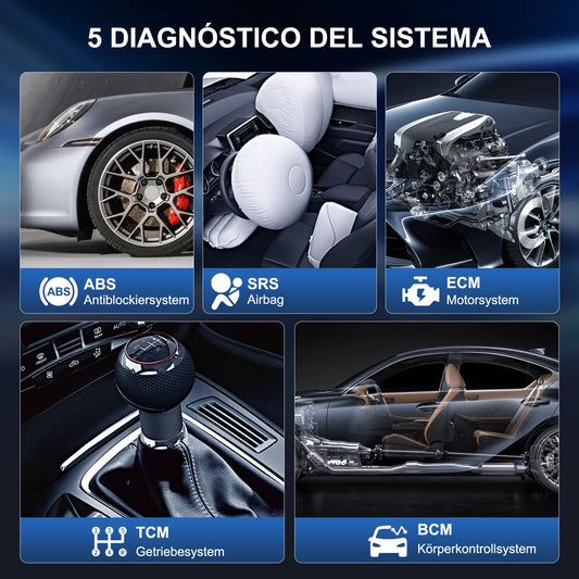 Car diagnostic tool, MUCAR CS5 OBD2 diagnostic tool with 5 system diagnoses (ECM/SRS/ABS/BCM/TCM), car diagnostic tool for AutoVIN, Android 7.0, free to use.