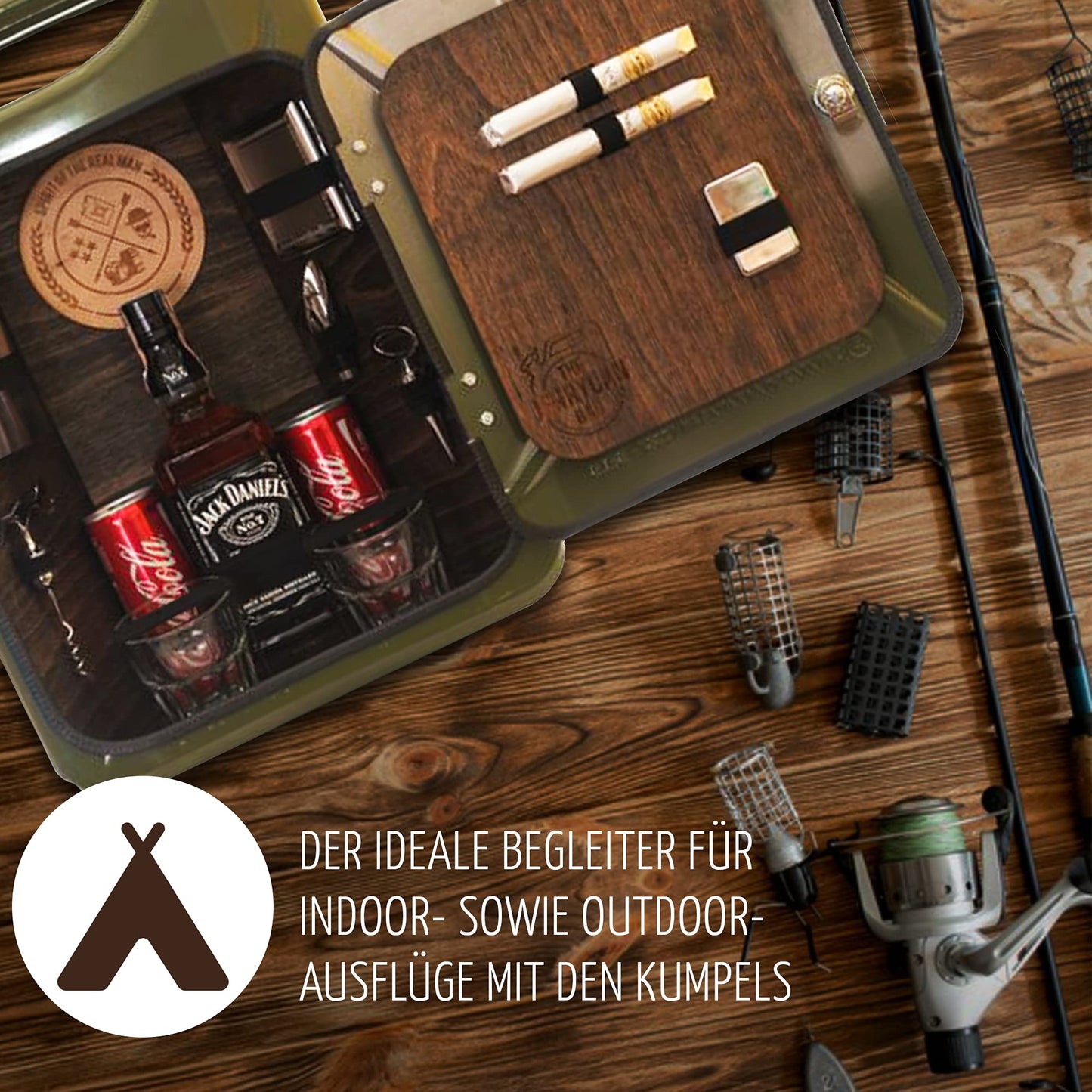 The men's bar for real men - canister as a men's gift/men's handbag with plenty of accessories like a hip flask, and more. *Jerry Can* | Birthday gift | Father's Day gift