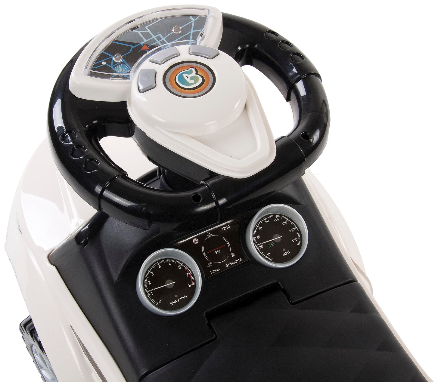 Sliding car from 1 year, children's car from 12 months, baby car, walker with horn and engine noises (white)
