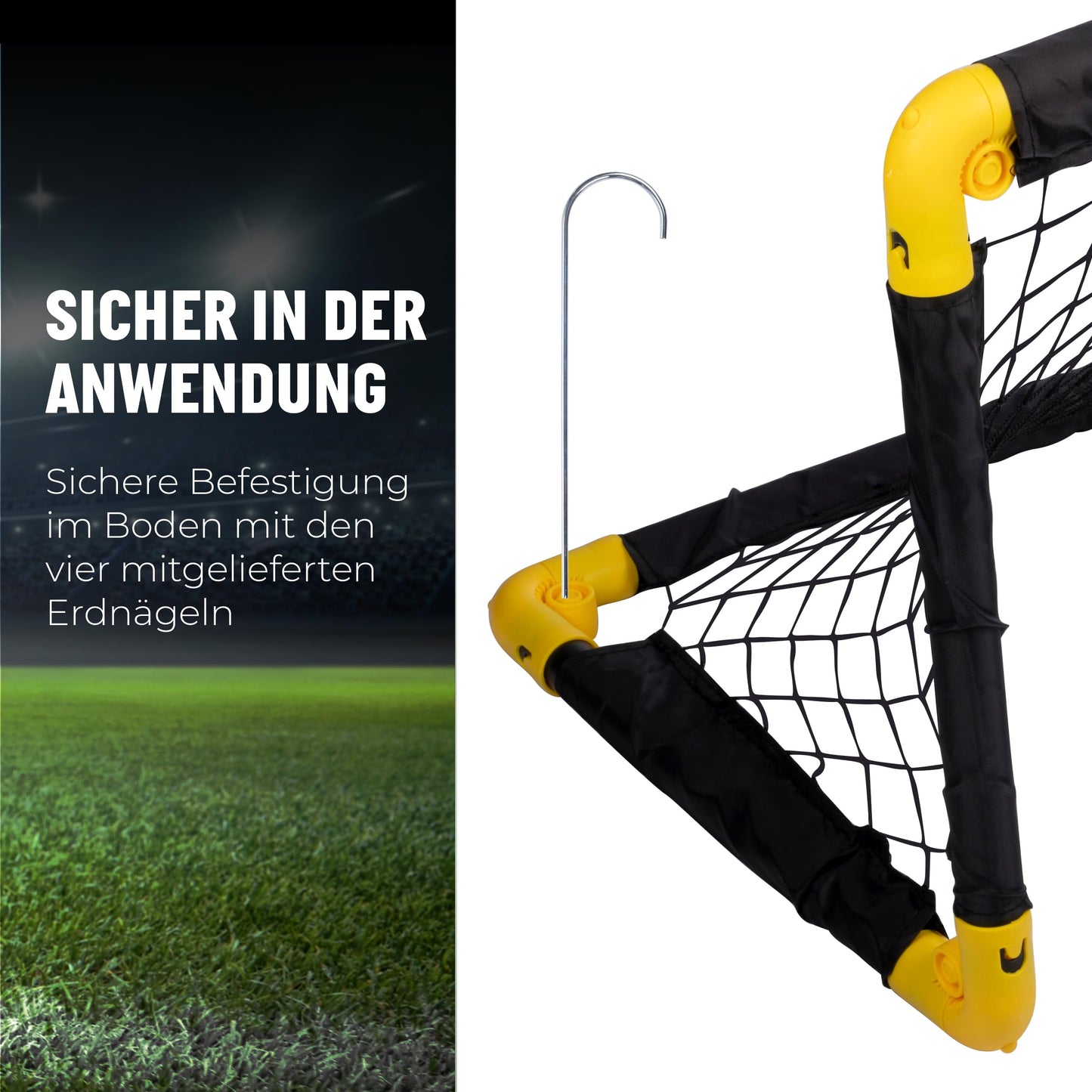 Umbro soccer goal 50 x 44 x 44 cm - set of 2 soccer goals - foldable soccer goal - soccer goals for garden kids - soccer training equipment for indoor and outdoor use - metal - black/yellow