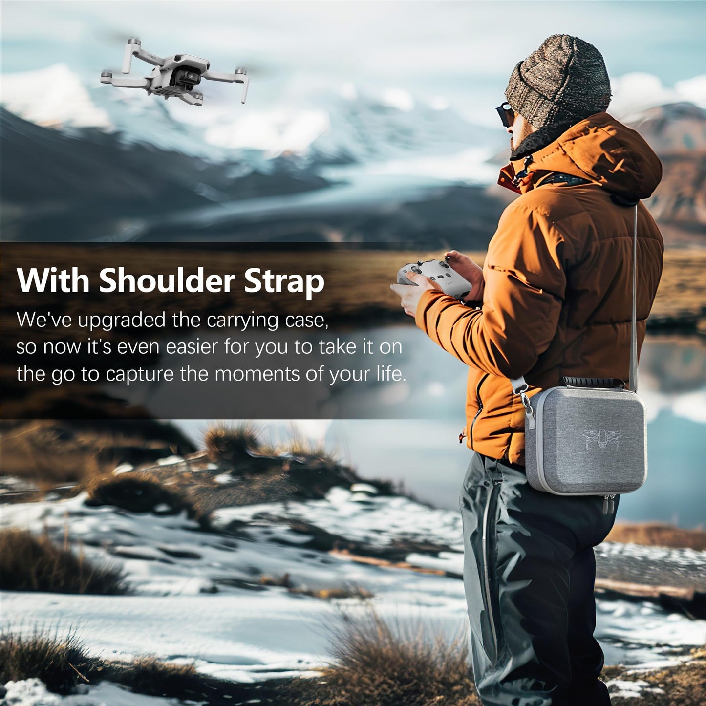 FPVtosky Mini 4K Bag Compact Case for DJI Mini 2 SE/4K Drone Accessories With Controller, Propeller Holder, and Protection, Gray