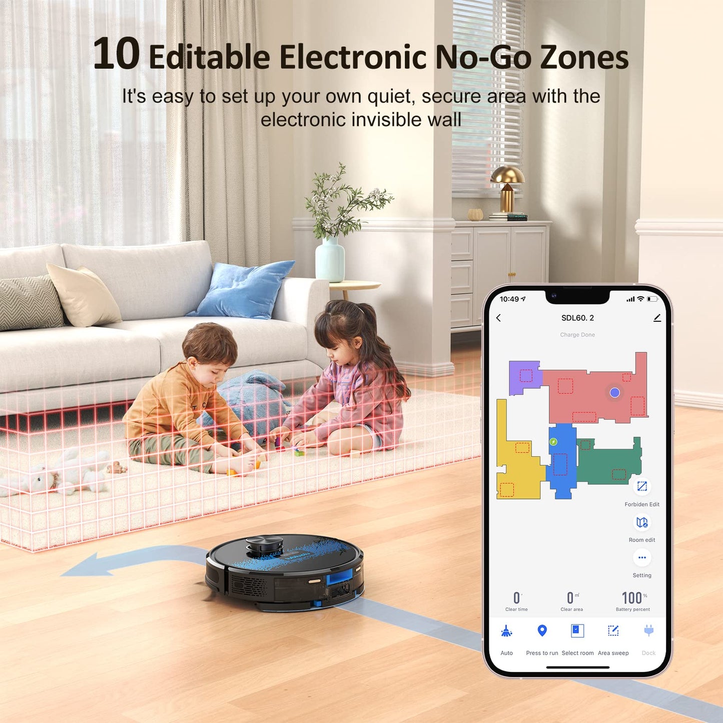 Lubluelu robotic vacuum cleaner with mopping function 2-in-1, 4000Pa suction robot laser navigation with 5 maps, 55 dB robot vacuum with app control, great for pet hair, carpets, hard floors, blue (SL60D)