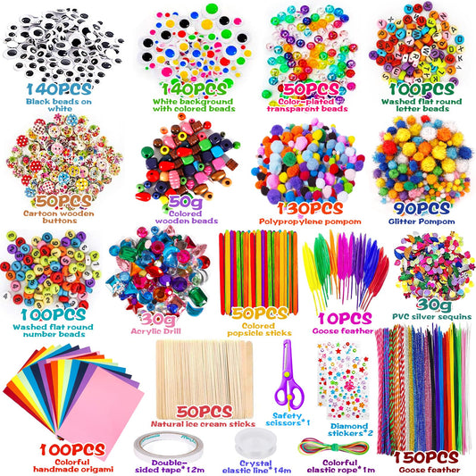 Purpledi 3300+ pieces Crafting Sets for Kids Crafting Material in Crafting Case, DIY Crafting Accessories Crafting Supplies Material Set, Crafting Gift for Birthday, Christmas, Crafting Kit Kids age 3 4 5 6 years