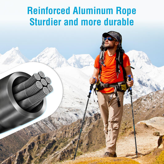 Anykuu hiking poles 2PCS adjustable 110-130cm walking sticks 7075 aluminum ultralight trekking poles with 6 pairs of accessories hiking poles for all terrain walking poles for hiking skiing.