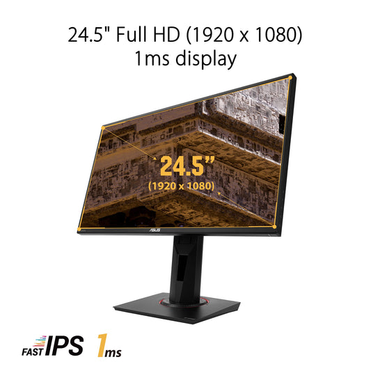 ASUS TUF Gaming VG259QM | 24.5 inch Full HD monitor | 280 Hz, 1ms GtG, G-Sync compatible, DisplayHDR 400 | Fast IPS Panel, 16:9, 1920x1080, DisplayPort, HDMI, ergonomic