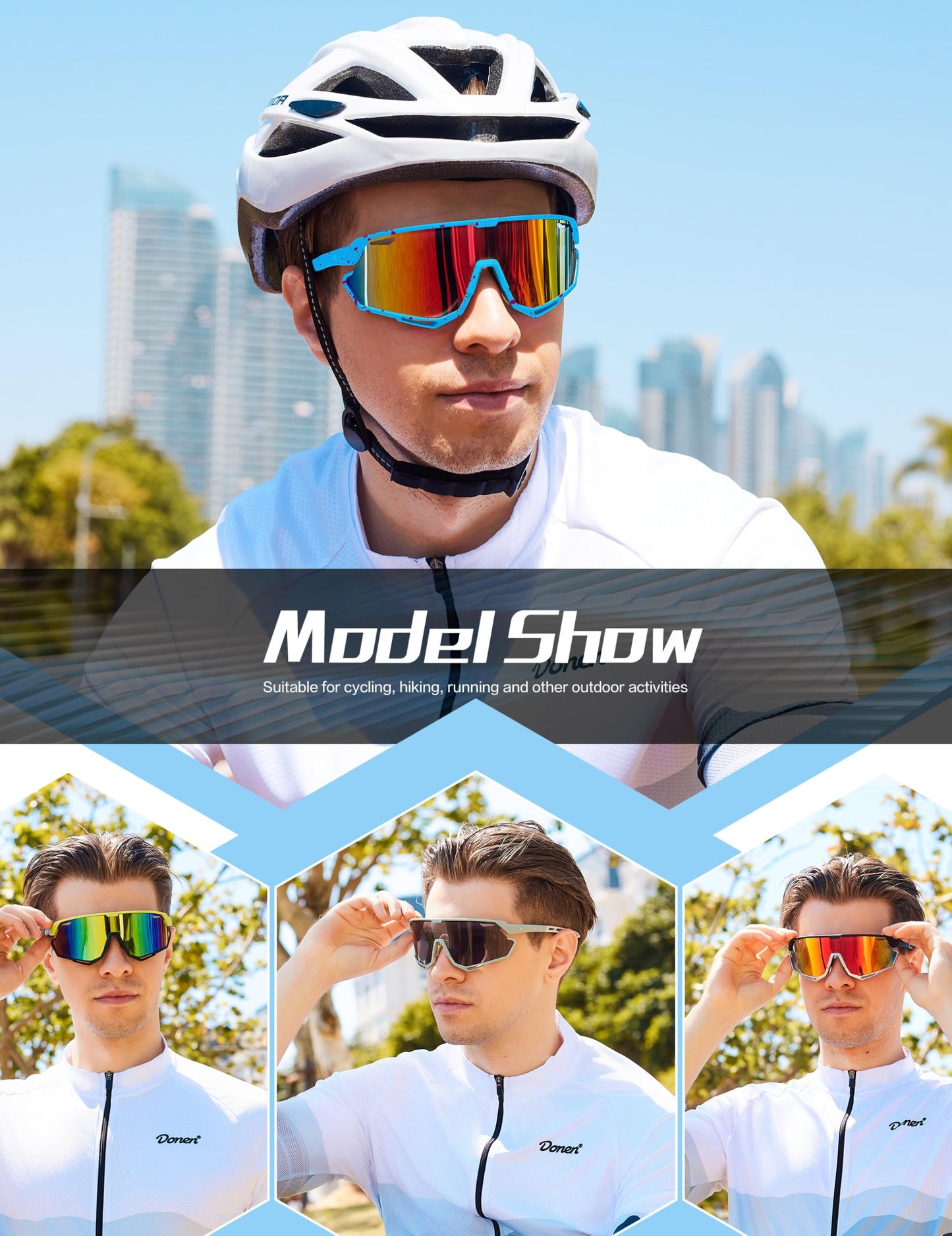 Bircenpro Sport Sunglasses for Men Women - UV Protection Cycling Glasses for Running, MTB, Golf, Road Biking and Cycling