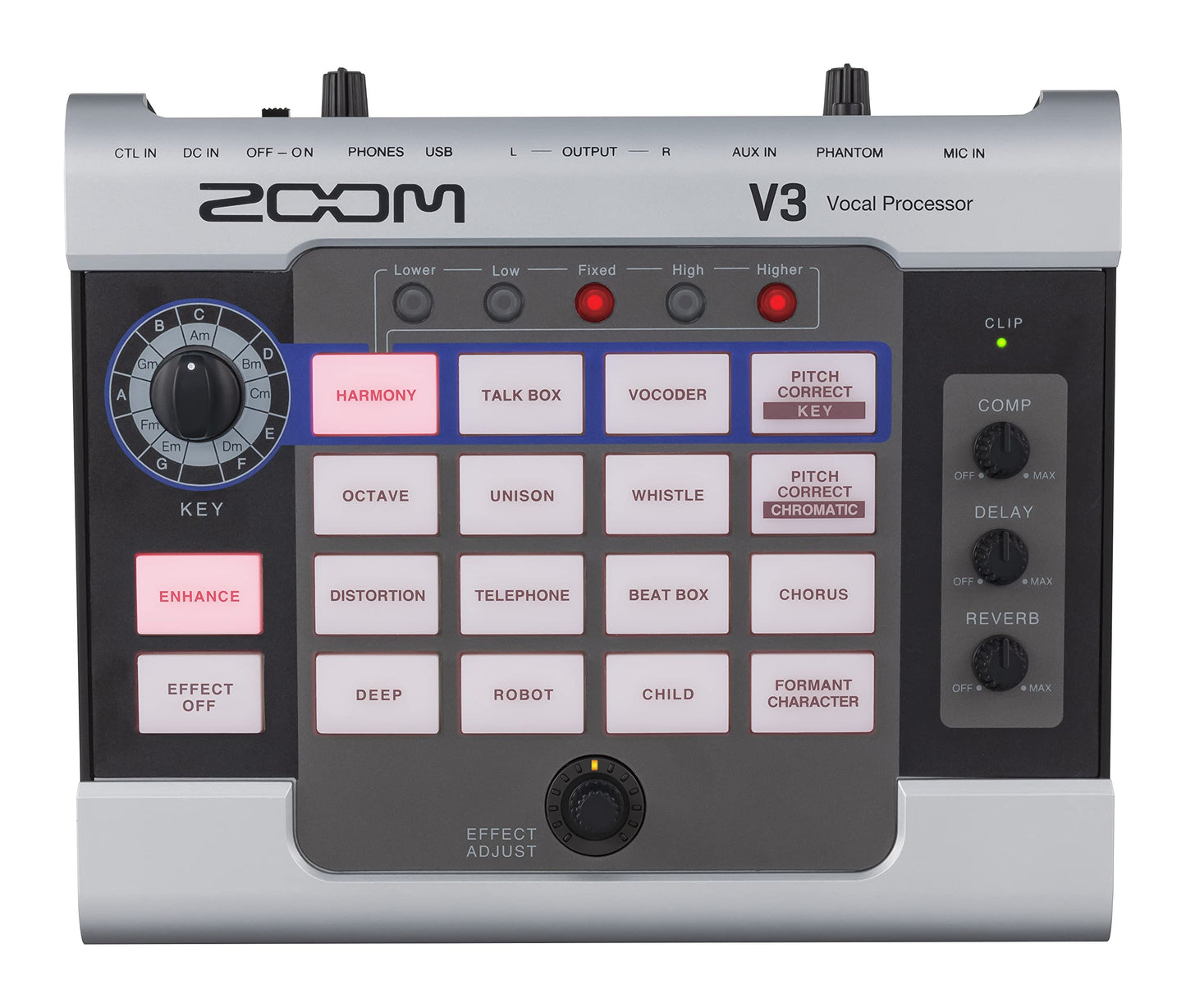 ZOOM V3 Vocal Processor - effects unit for enhancing vocals, voices, and speech, for recording and streaming, podcasts, videos, and content optimization, black & silver.