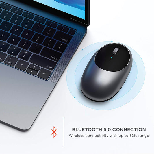 SATECHI M1 Wireless Bluetooth Mouse - USB-C rechargeable, compact & portable, for Mac/Windows, compatible with MacBook M4/M3/M2, Pro, Air, iMac, iPad Pro, iPhone 16/15/14 & more - Space Gray