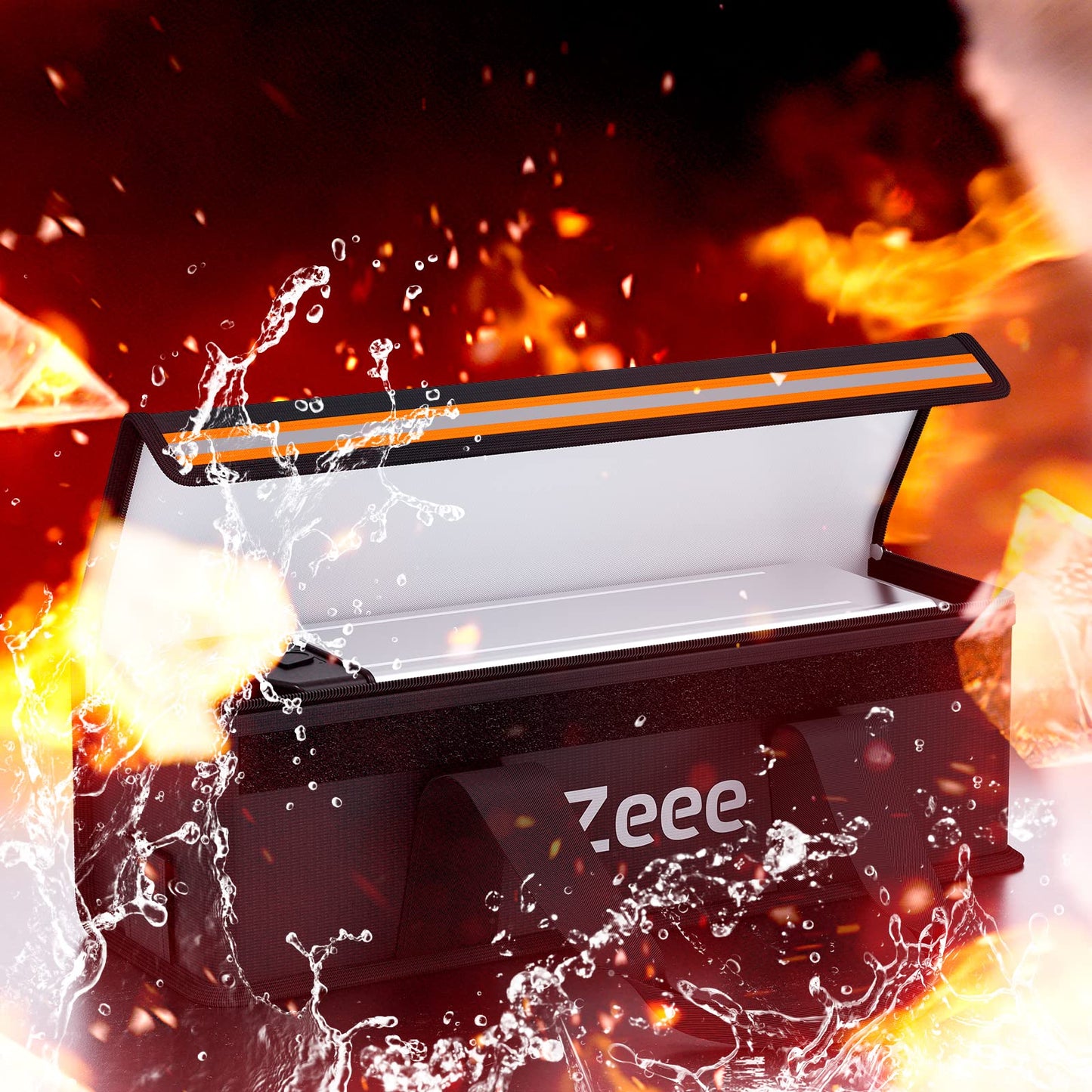 Zeee E-Bike battery bag fireproof explosion-proof bag Lipo Safe Bag for large batteries, large safety box Easy storage & transport of batteries (19.3 * 5.9 * 5.9 inches)