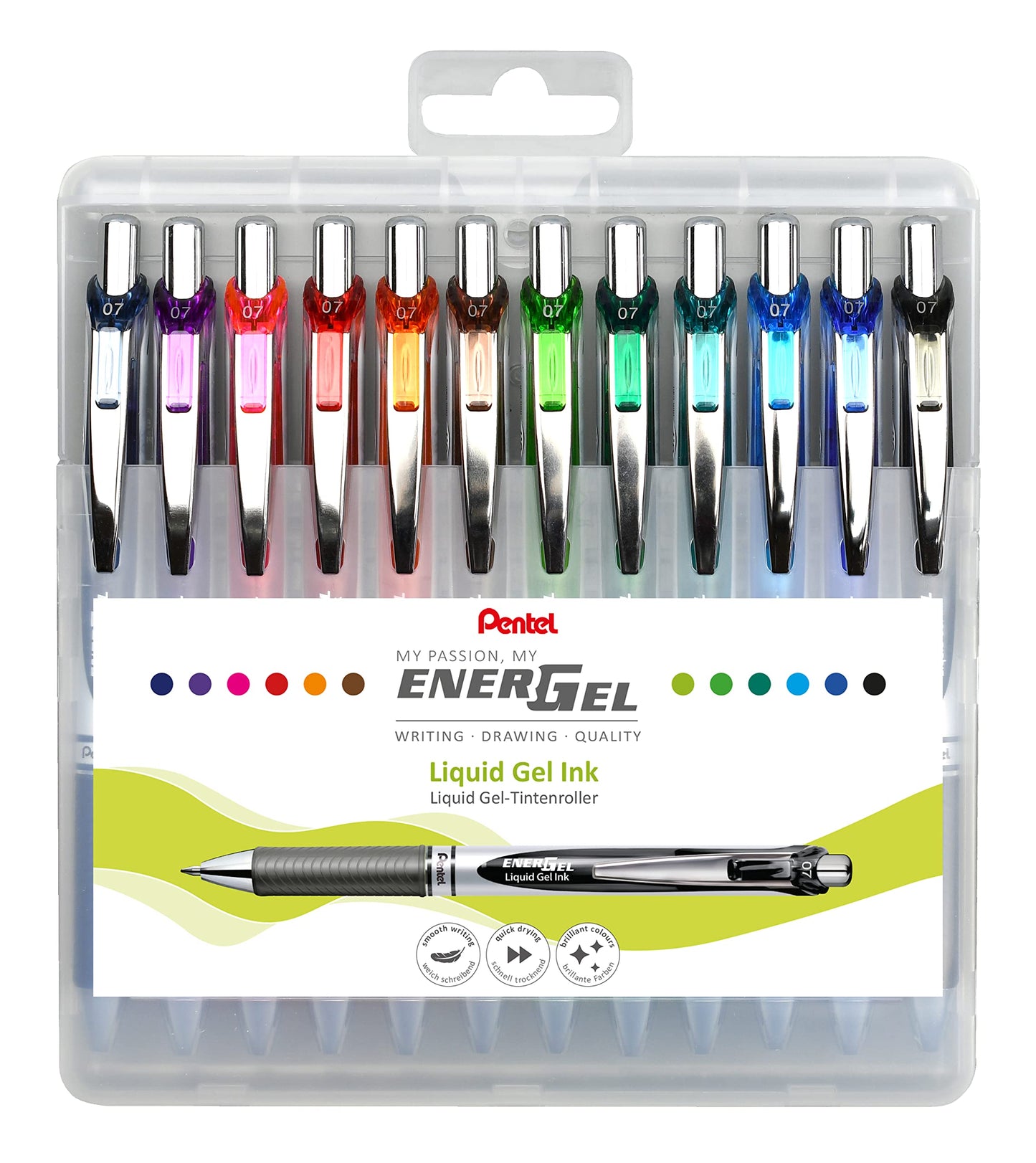 Pentel BL77-12 EnerGel Gel Ink Rollerball Pen with 0.7mm ball diameter = 0.35mm line width, 12 pack & LR7-BX refill for EnerGel pens 0.7mm ballpoint, red, 12 pack