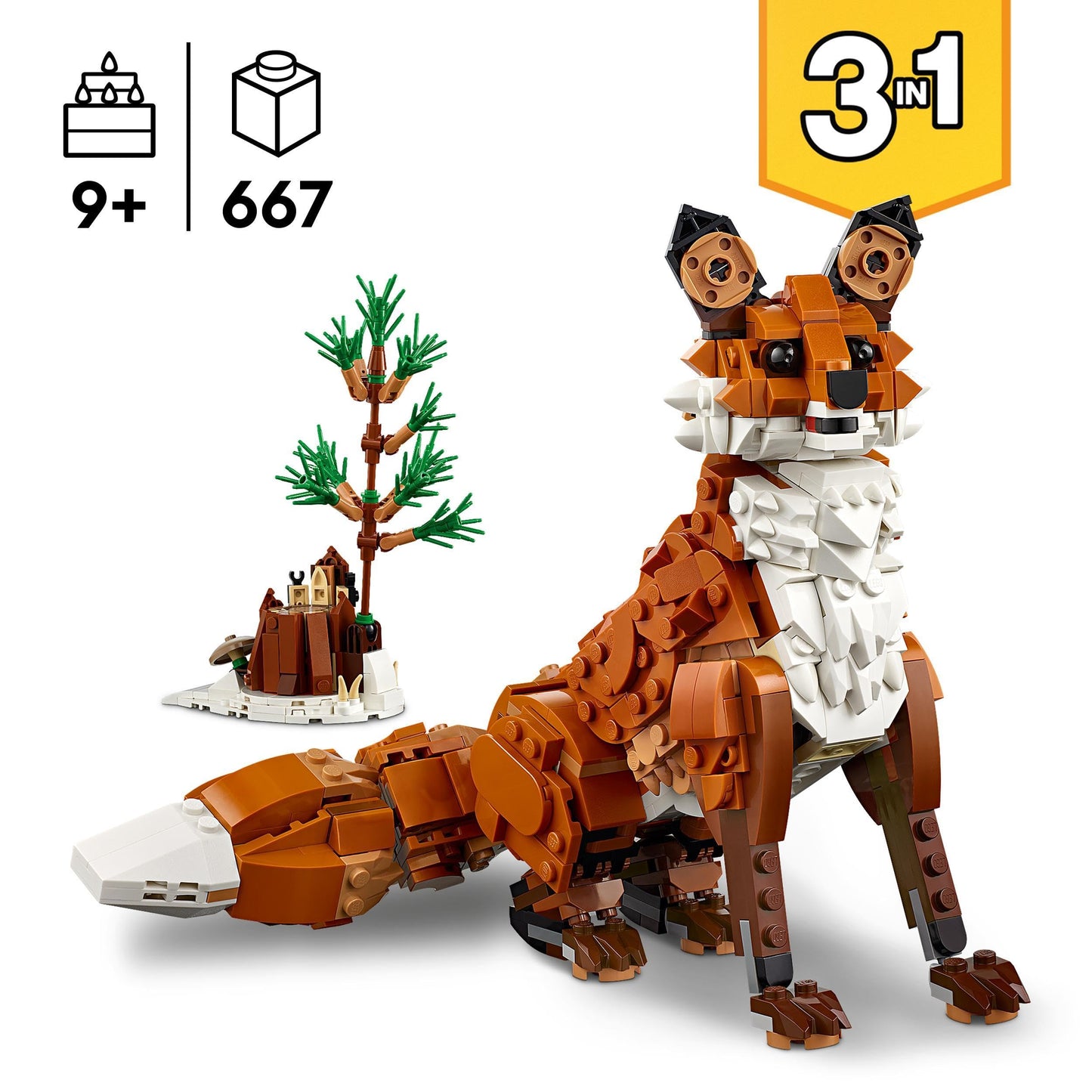 LEGO Creator Forest Animals: Red Fox, set with Fox & 31129 Creator Majestic Tiger, Panda or Fish