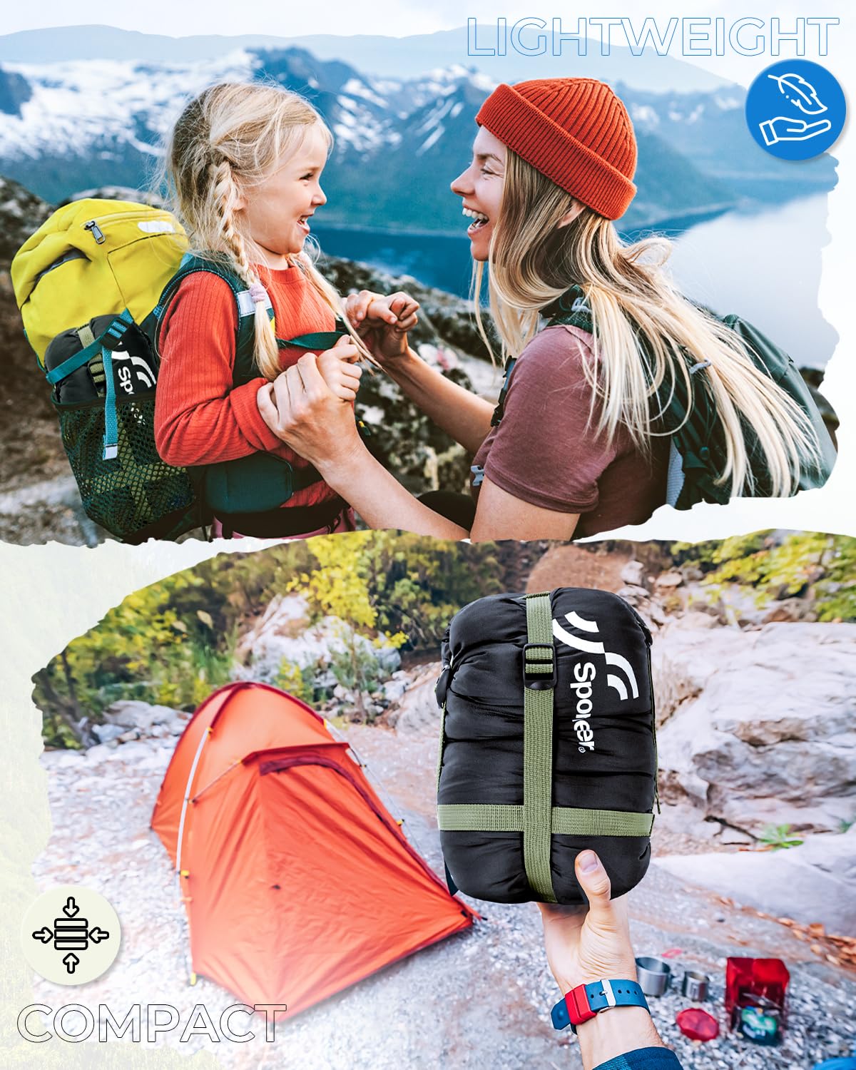 Sleeping bag Summer Sleeping Bag: Sportneer 190×85cm Summer Sleeping Bag Portable Lightweight Waterproof Sleeping Bag with Compression Sack for Camping, Backpacking, Hiking, Travel