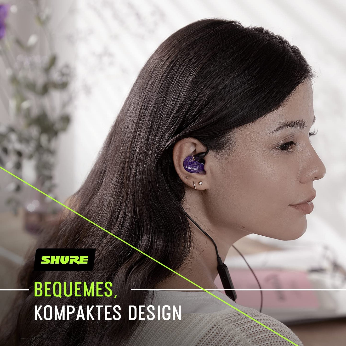 Shure SE215 Special Edition Universal Sound Isolating Earphones, single driver, in-ear design, detachable cable, clear sound and powerful bass, ideal for music, video games, and phone calls - Purple