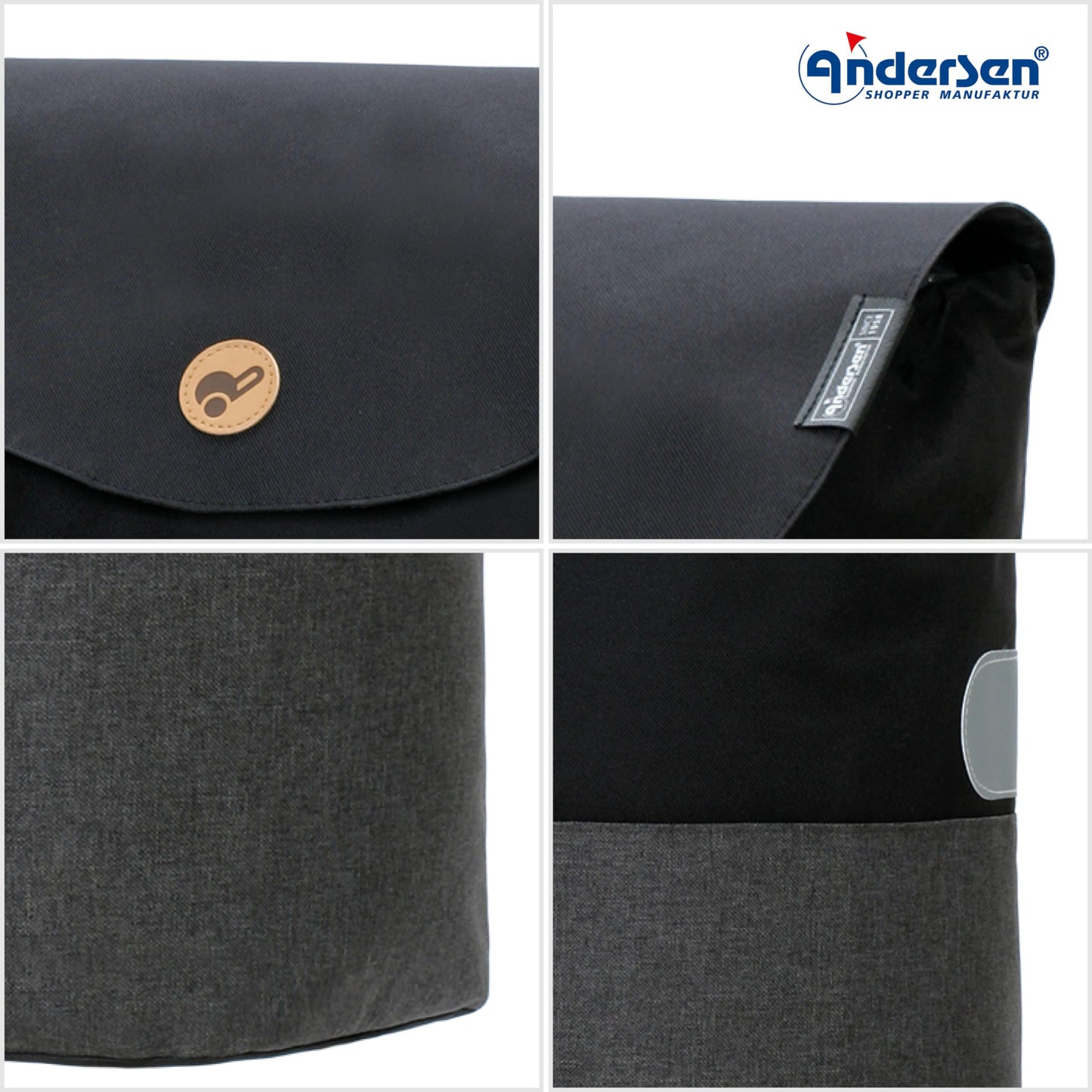 Andersen shopping trolley - foldable - 36 liters - capacity 40 kg - steel frame - trolley - wheel Ø 15 cm - Scala Shopper Ebba black
