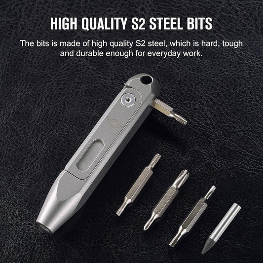 OKNIFE Oracle D1 Titanium Multi-Bit Screwdriver, 8 in 1 Mini Screwdriver Set Magnetic Repair EDC Multitool for Computer Glasses Daily Household Use.