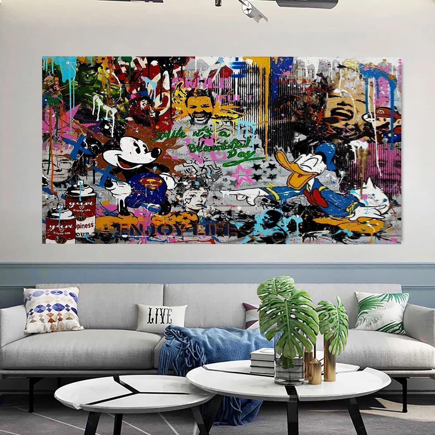 Magic Canvas Art Mickey Mouse Donald Duck Pop Art canvas picture 1-piece High-quality art print wall art - B8351, Material: canvas, Size: 120x80 cm