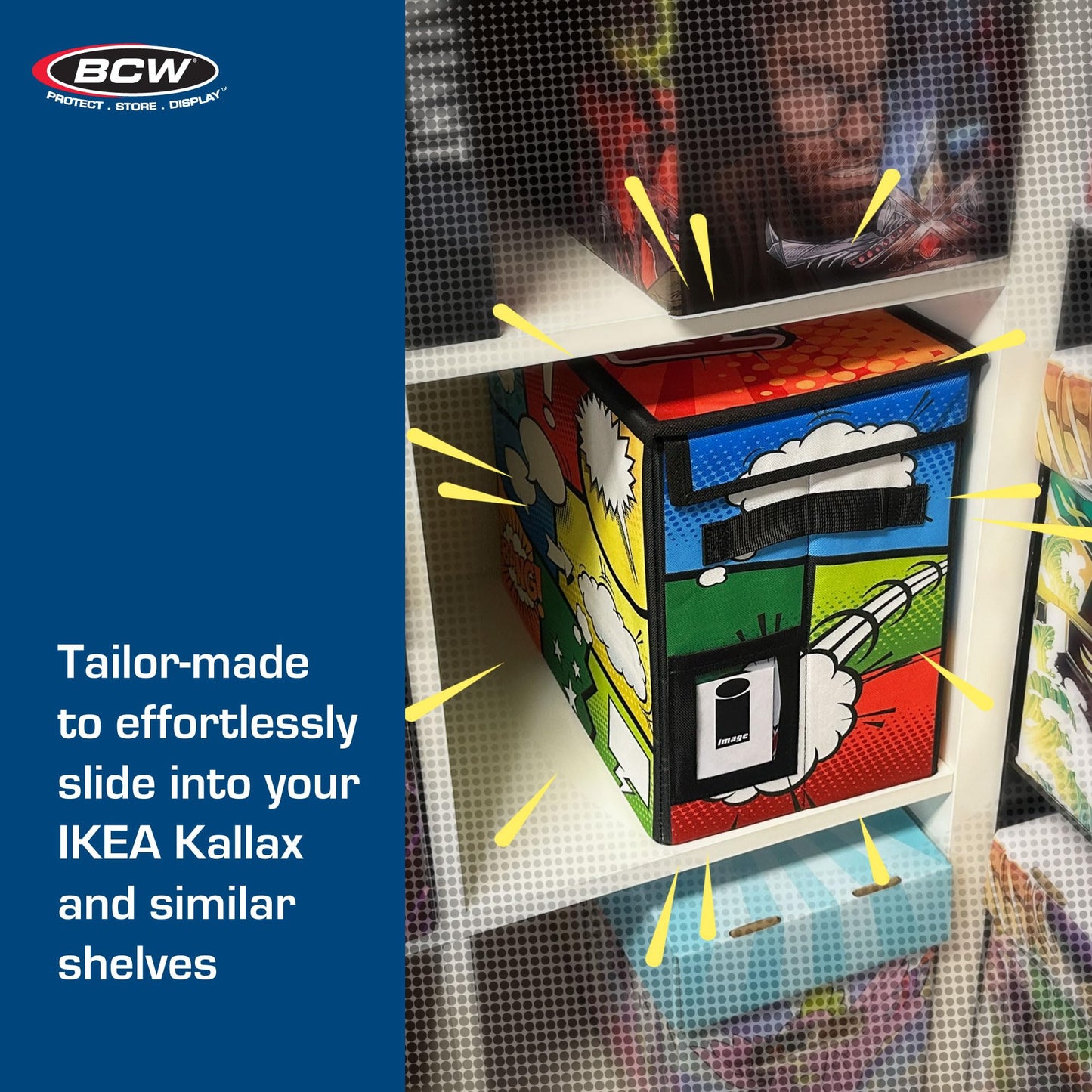 BCW Comic Foldaway | Foldable comic book storage bag for 125-150 comic books | Foldable box for comic books (Single, Pow!)